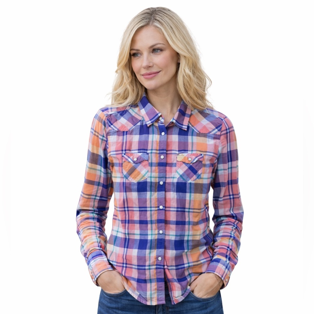 American Eagle Outfitters Vibrant Plaid button up Shirt size small